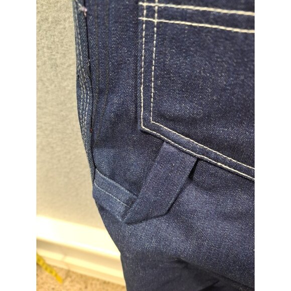 Round House Bib Overalls Mens 38x36 Button Fly Dark Wash Denim Cotton Farmer - Picture 8 of 9